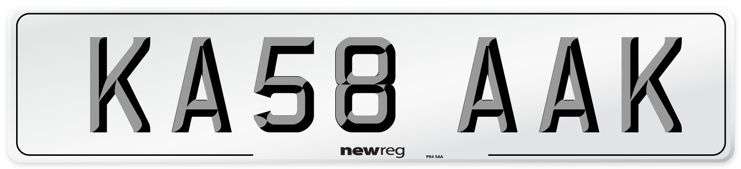 KA58 AAK Number Plate from New Reg